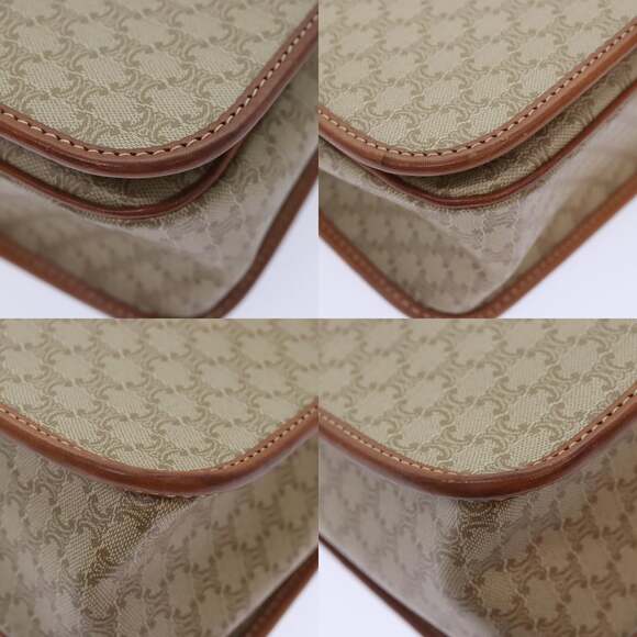 CELINE Macadam Canvas Shoulder Bag Beige Brown Gold - Picture 10 of 12
